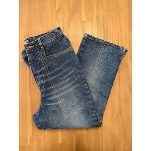 Hi Jeans Vintage Star Stitch Straight Leg Capri Dark Wash Blue Denim Size 14